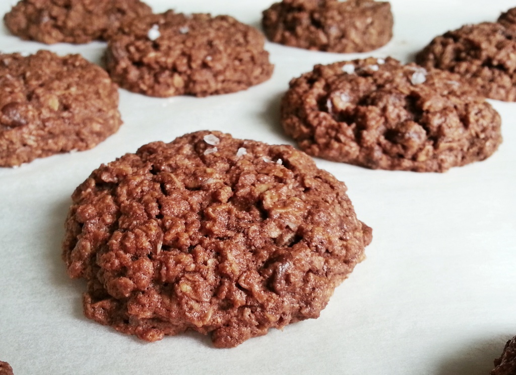 salted chocolate- oatmeal cookies